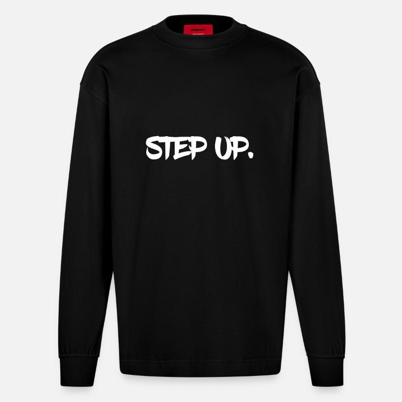 Step up. - Heavyweight Oversized Organic Langarmshirt Made in EU - SOLID BLACK