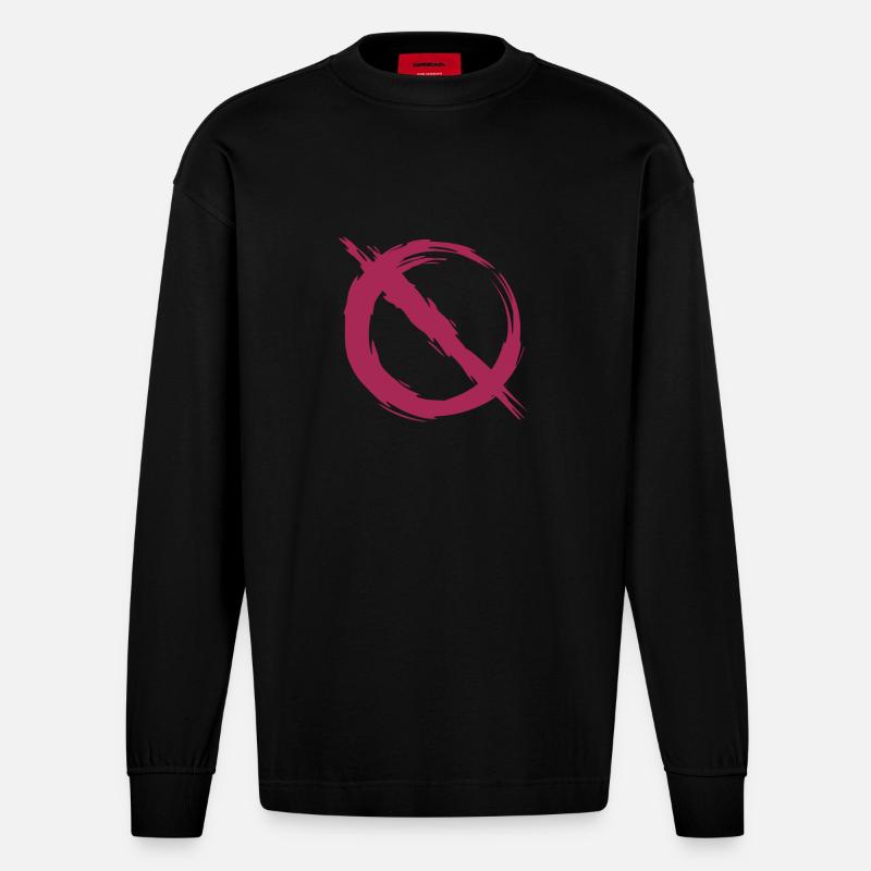 Interdiction interdite Symbole - Manches longues bio épais oversize fabriqué en UE - SOLID BLACK