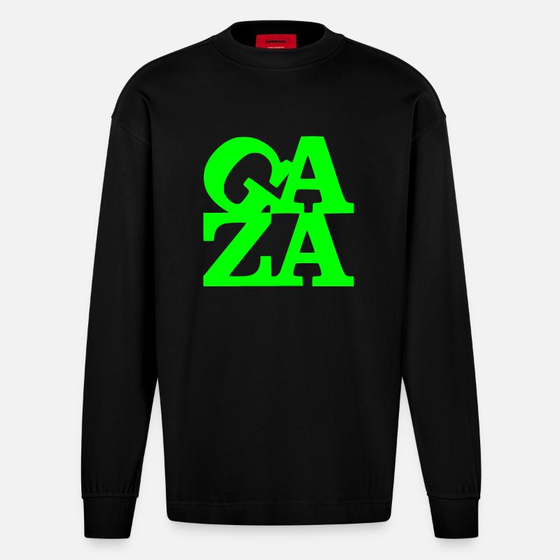 Gaza - Heavyweight Oversized Organic Langarmshirt Made in EU - SOLID BLACK