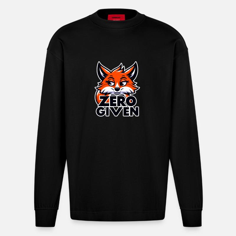 Zero Given - Fuchs Illustration - Heavyweight Oversized Organic Langarmshirt Made in EU - SOLID BLACK