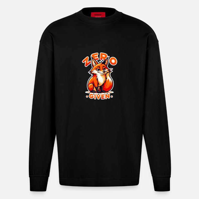 Zero Given - Fuchs Illustration - Heavyweight Oversized Organic Langarmshirt Made in EU - SOLID BLACK