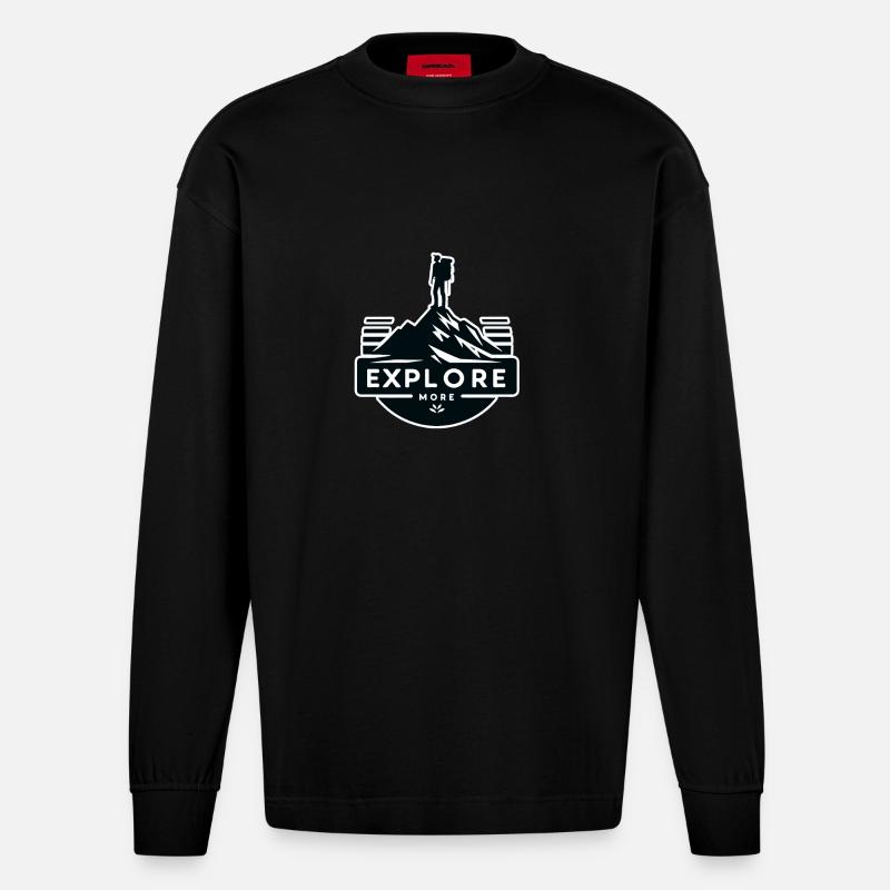 Explore more - Wanderer - Heavyweight Oversized Organic Longsleeve Shirt Made in EU - SOLID BLACK