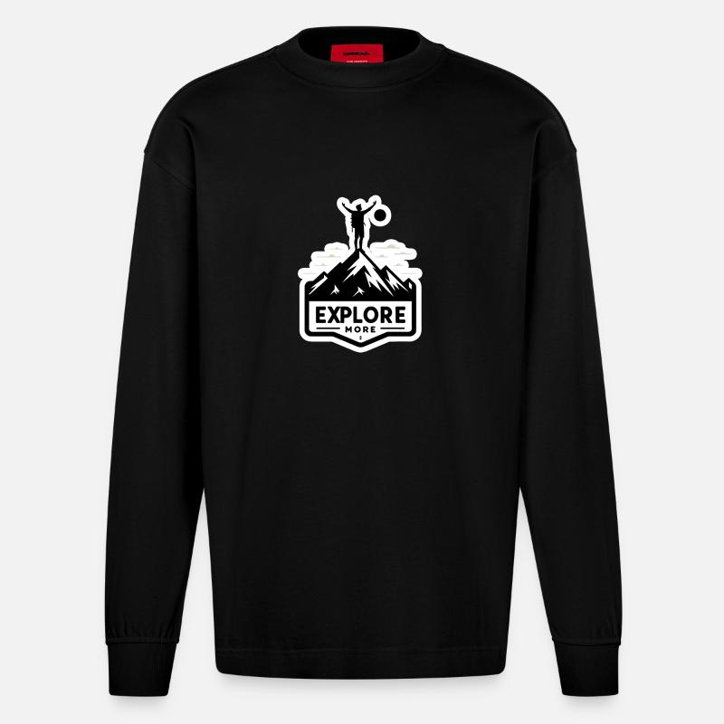 Explore more - Wanderer - Heavyweight Oversized Organic Langarmshirt Made in EU - SOLID BLACK