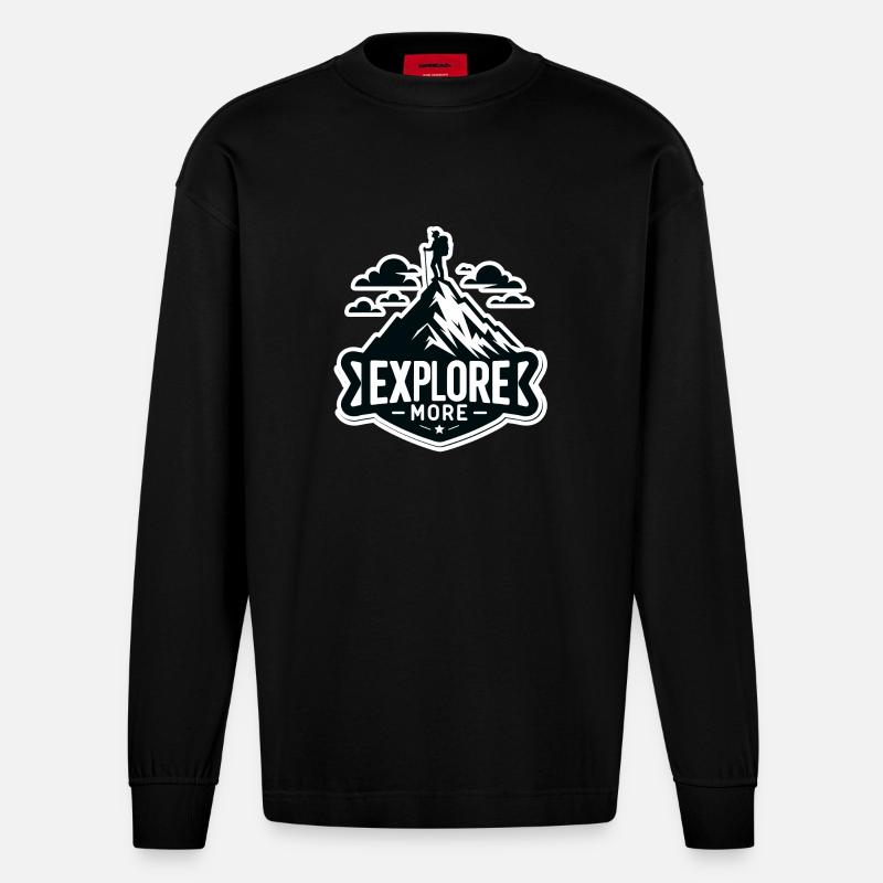 Explore more - Wanderer - Heavyweight Oversized Organic Longsleeve Shirt Made in EU - SOLID BLACK