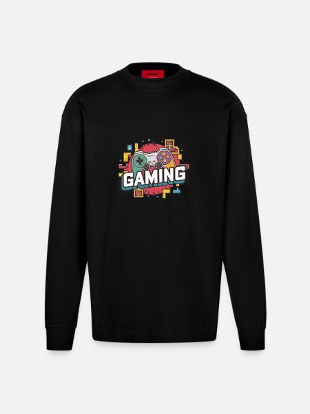 Gaming - Controllers - Heavyweight Oversized Organic Longsleeve Shirt Made in EU - SOLID BLACK