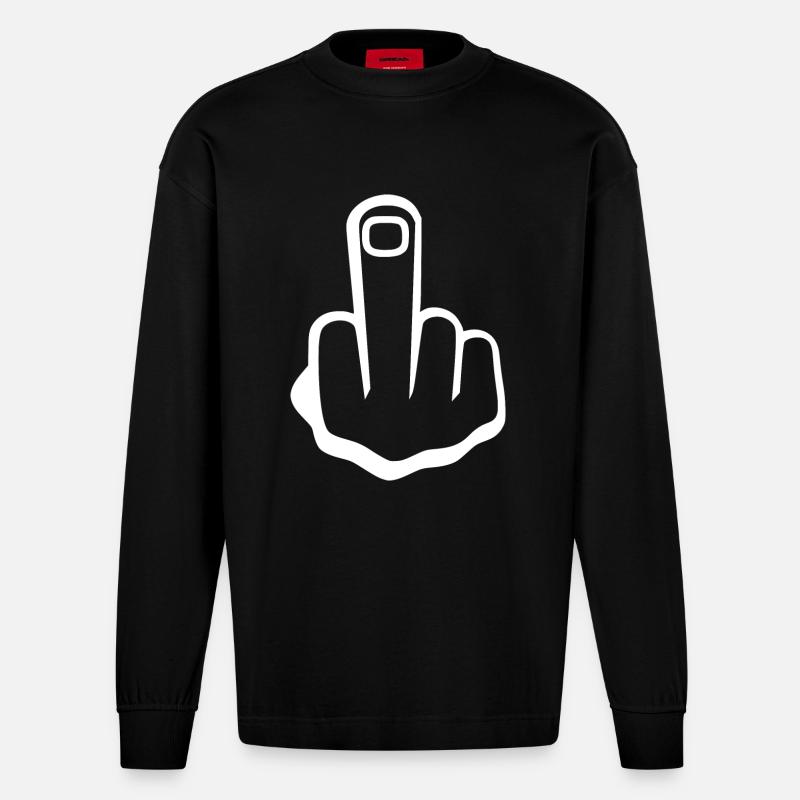 Mittelfinger - Heavyweight Oversized Organic Langarmshirt Made in EU - SOLID BLACK