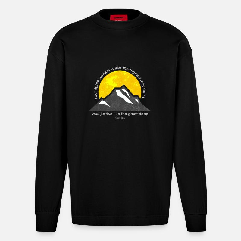 Ps 36: 6 - Heavyweight Oversized Organic Langarmshirt Made in EU - SOLID BLACK