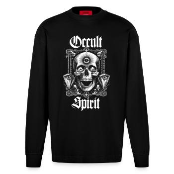 Skull Bone Pendulums - Heavyweight Oversized Organic Longsleeve Shirt Made in EU - SOLID BLACK - Front