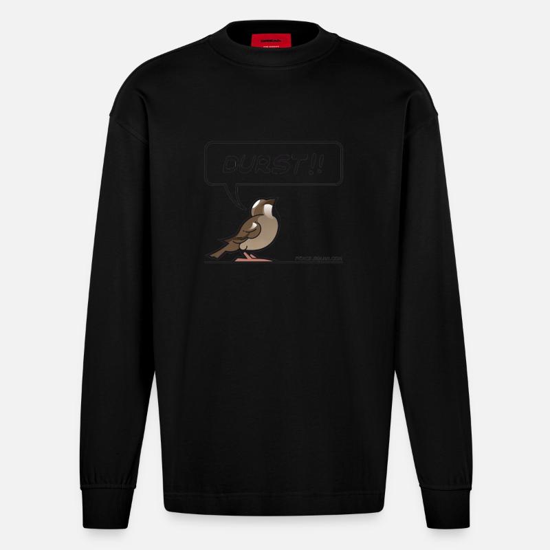 Durstiger Spatz - Heavyweight Oversized Organic Langarmshirt Made in EU - SOLID BLACK