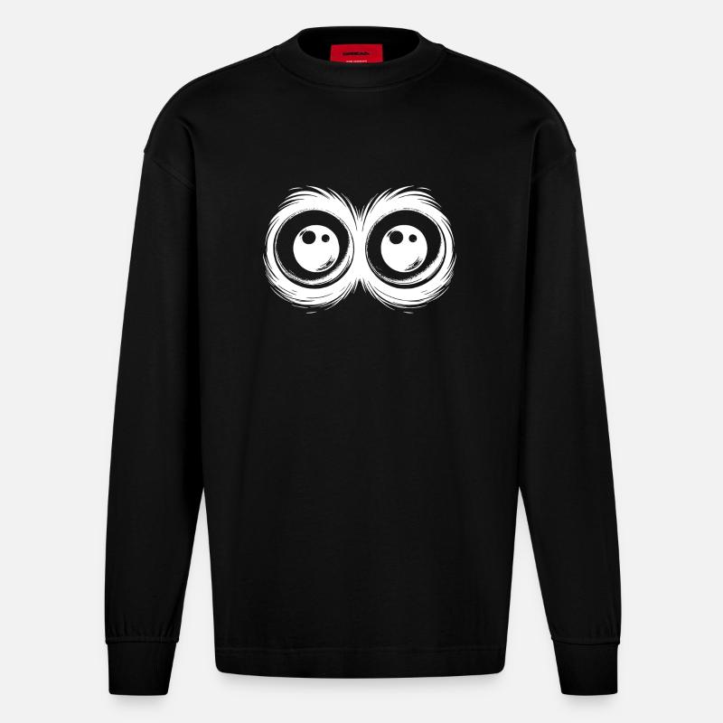 Lustige Augen mit durchdringendem Blick - Heavyweight Oversized Organic Langarmshirt Made in EU - SOLID BLACK