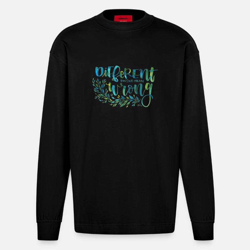 Différent, pas mal - Manches longues bio épais oversize fabriqué en UE - SOLID BLACK