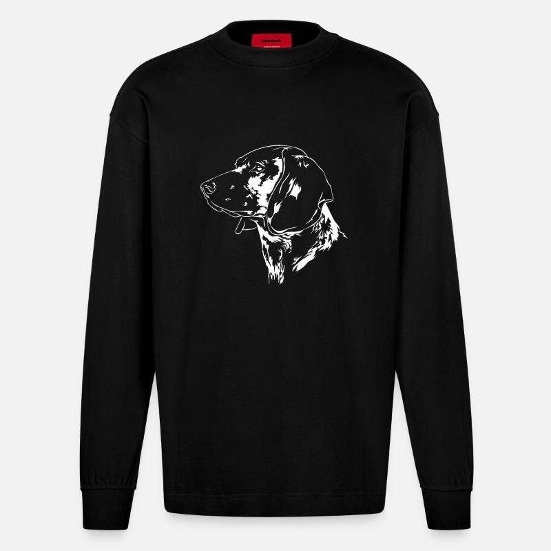 BAYERISCHER GEBIRGSSCHWEIßHUND Jagdhunde Wilsigns - Heavyweight Oversized Organic Langarmshirt Made in EU - SOLID BLACK