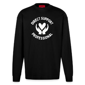 Direct Support Professional - Heavyweight Oversized Organic Longsleeve Shirt Made in EU - SOLID BLACK - Front