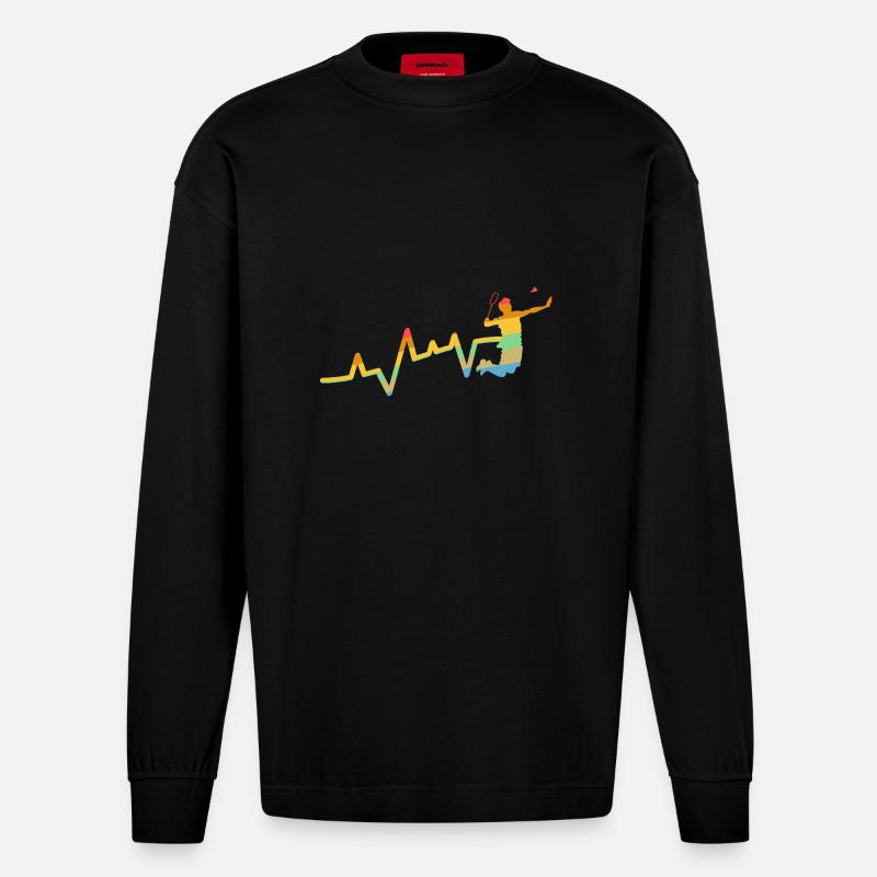 Federball Evolution Badminton - Heavyweight Oversized Organic Langarmshirt Made in EU - SOLID BLACK