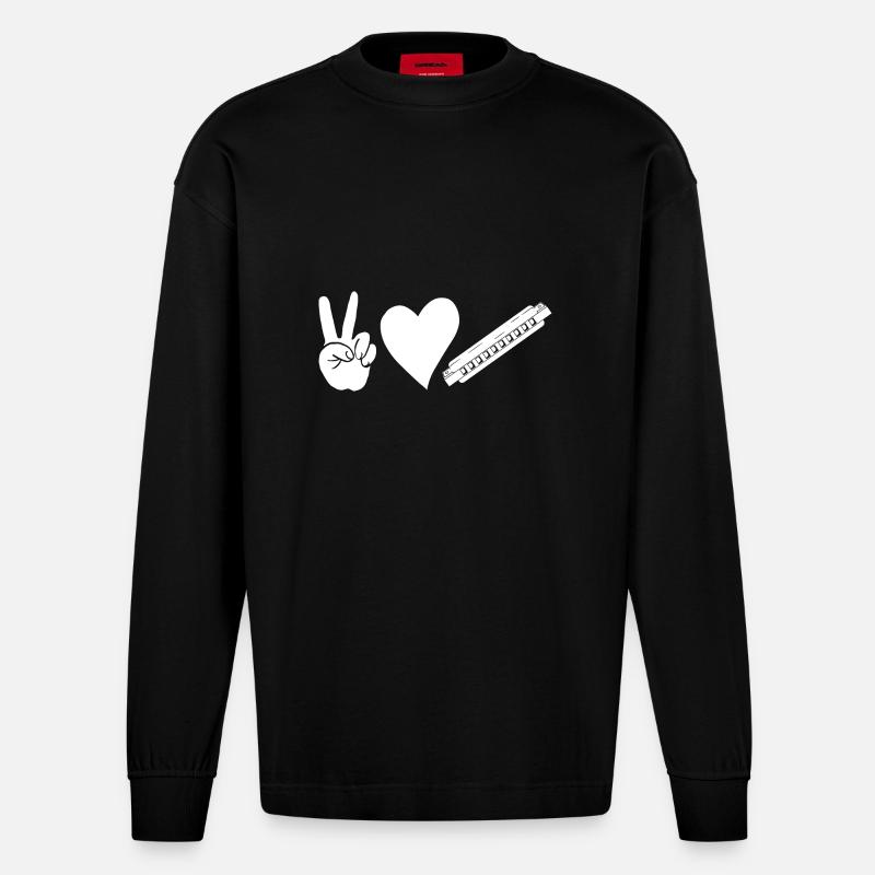 Harmonica Harmonica - Manches longues bio épais oversize fabriqué en UE - SOLID BLACK