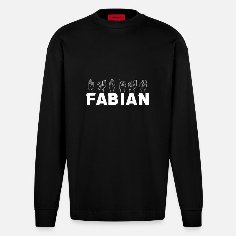 Gebärdensprache Fabian - Heavyweight Oversized Organic Langarmshirt Made in EU - SOLID BLACK