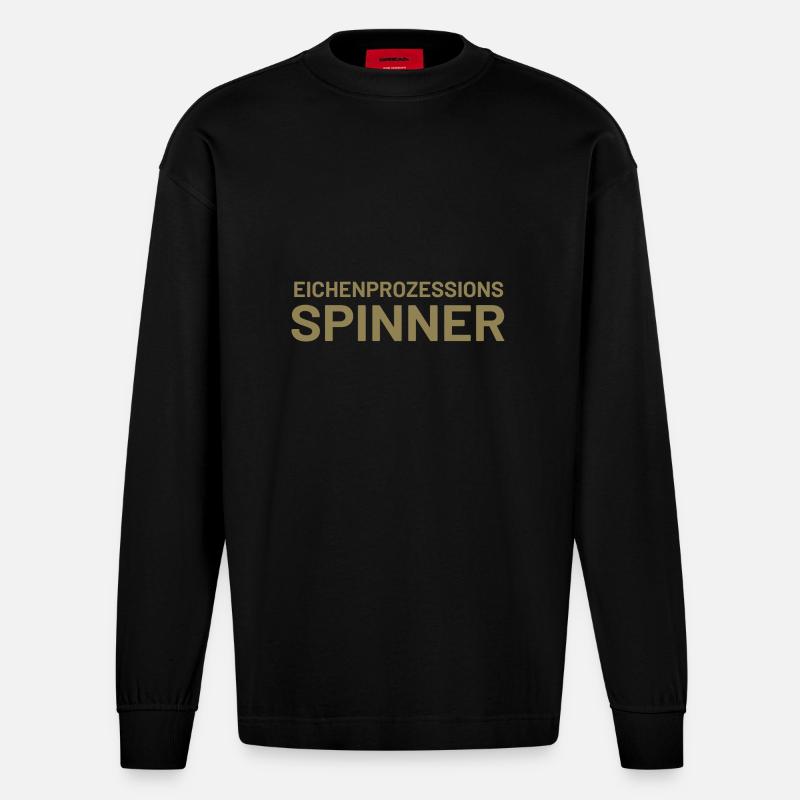 Lustiger Spruch Eichenprozessionsspinner witzig - Heavyweight Oversized Organic Langarmshirt Made in EU - SOLID BLACK
