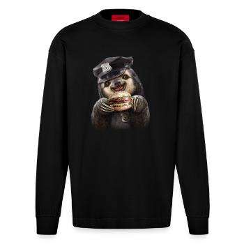 BURGER COP - Heavyweight Oversized Organic Longsleeve Shirt Made in EU - SOLID BLACK - Front