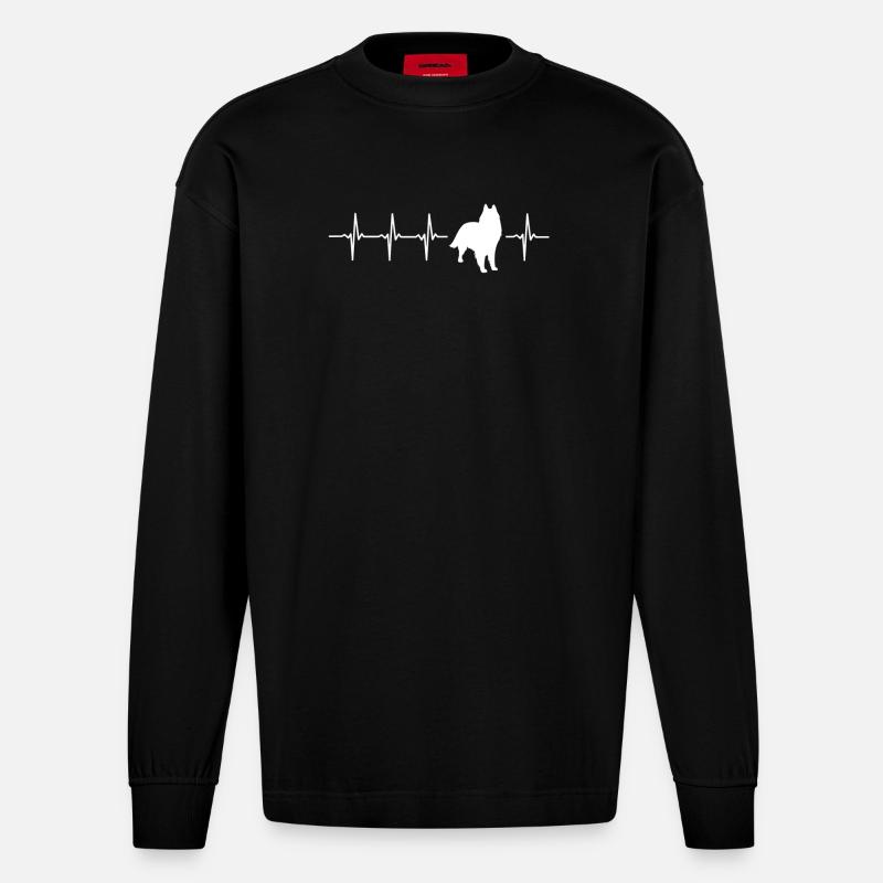 Funny Groenendaeler Gift Idea - Heavyweight Oversized Organic Longsleeve Shirt Made in EU - SOLID BLACK