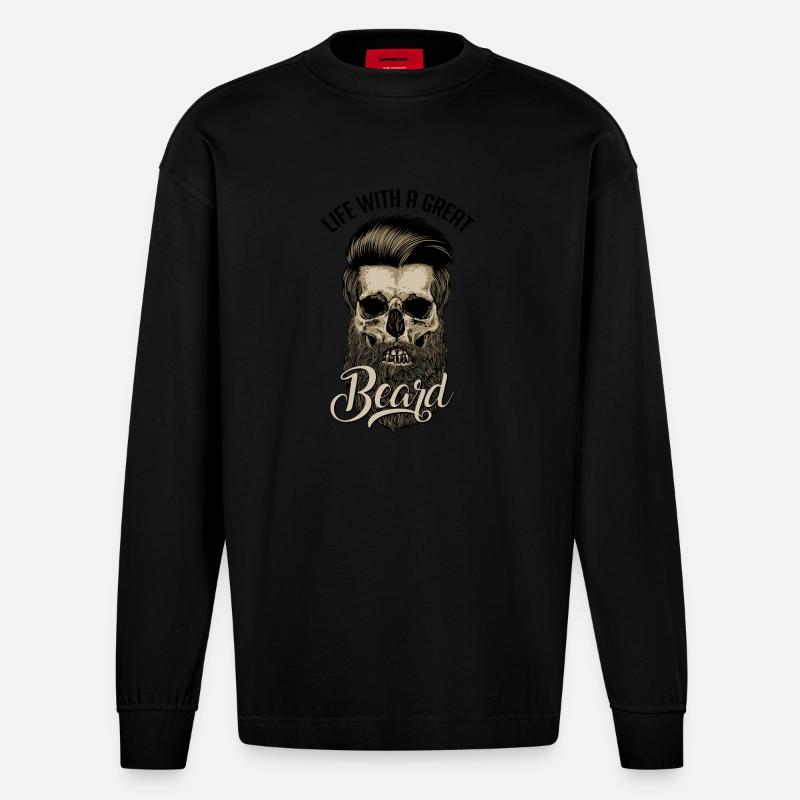 Große Beard - Heavyweight Oversized Organic Langarmshirt Made in EU - SOLID BLACK