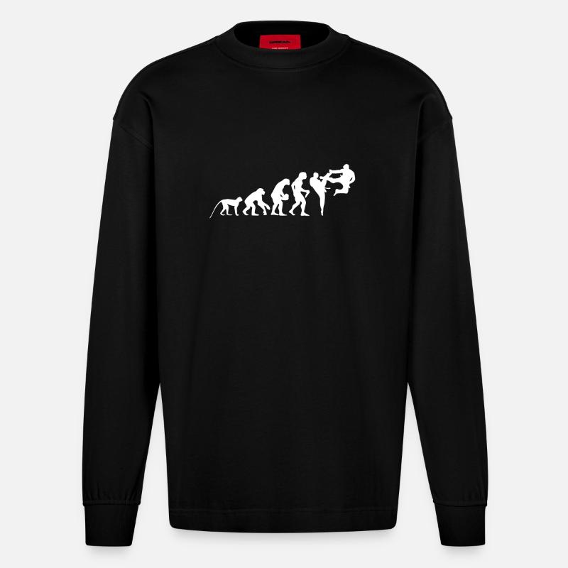 TAEKWONDO EVOLUTION - Heavyweight Oversized Organic Langarmshirt Made in EU - SOLID BLACK
