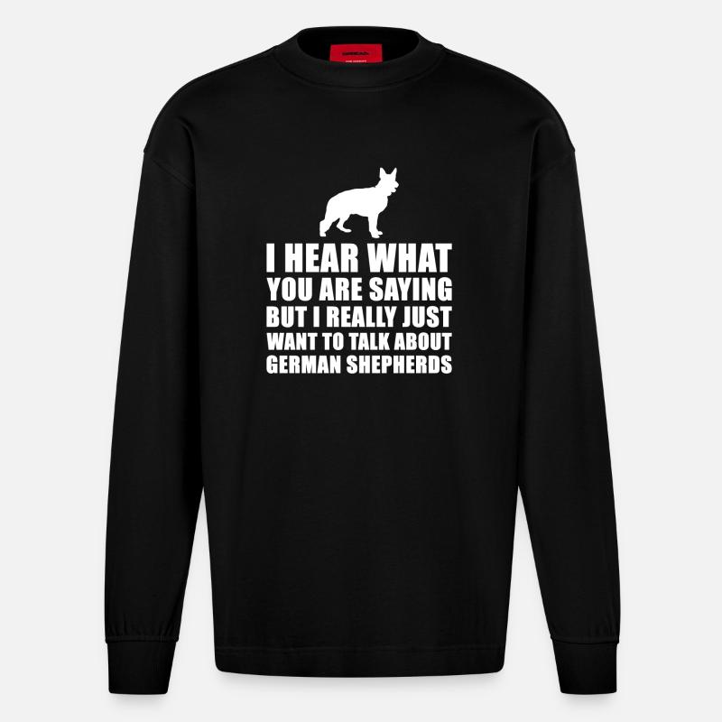 Funny German Shepherd-Geschenk-Idee - Heavyweight Oversized Organic Langarmshirt Made in EU - SOLID BLACK