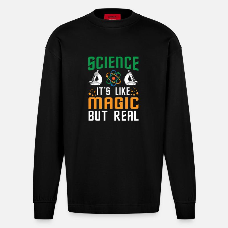 SCIENCE it's like magic - Manches longues bio épais oversize fabriqué en UE - SOLID BLACK