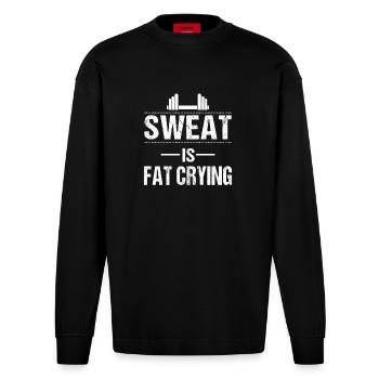 Sweat is fat crying - Heavyweight Oversized Organic Langarmshirt Made in EU - SOLID BLACK - Vorne