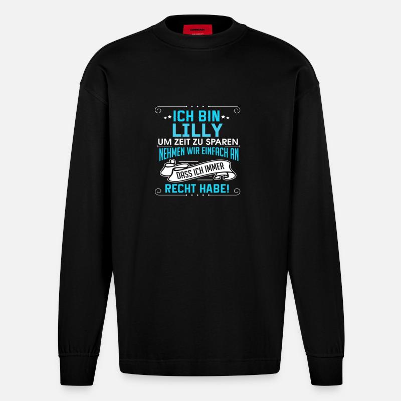 LILLY - Heavyweight Oversized Organic Langarmshirt Made in EU - SOLID BLACK
