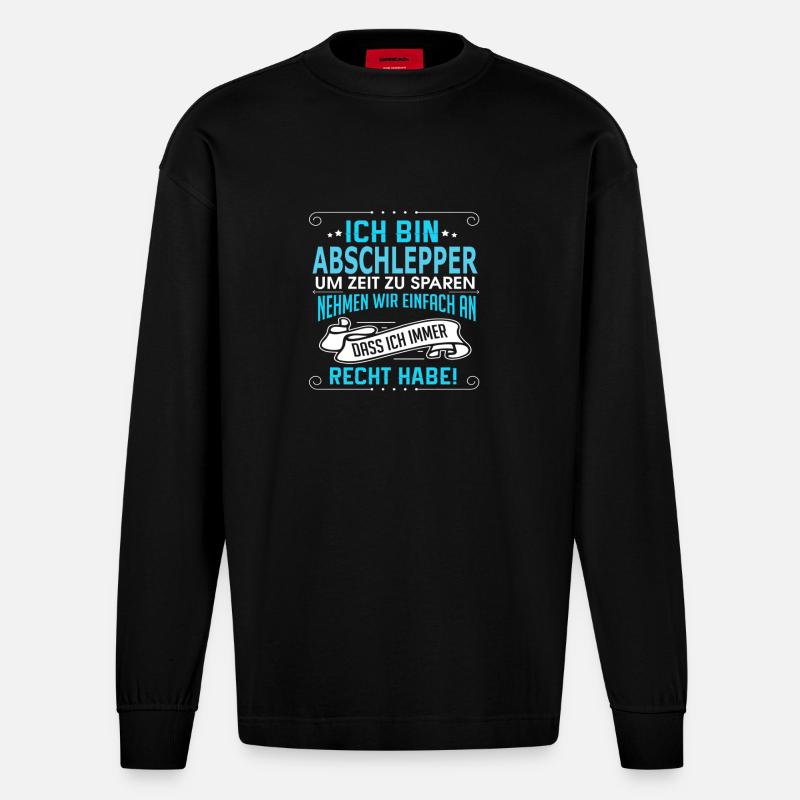 ABSCHLEPPER - Heavyweight Oversized Organic Langarmshirt Made in EU - SOLID BLACK