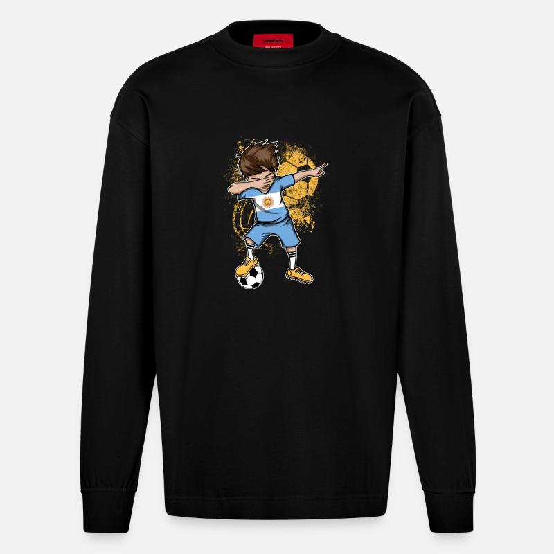 de l'Argentine Coupe du monde - Manches longues bio épais oversize fabriqué en UE - SOLID BLACK