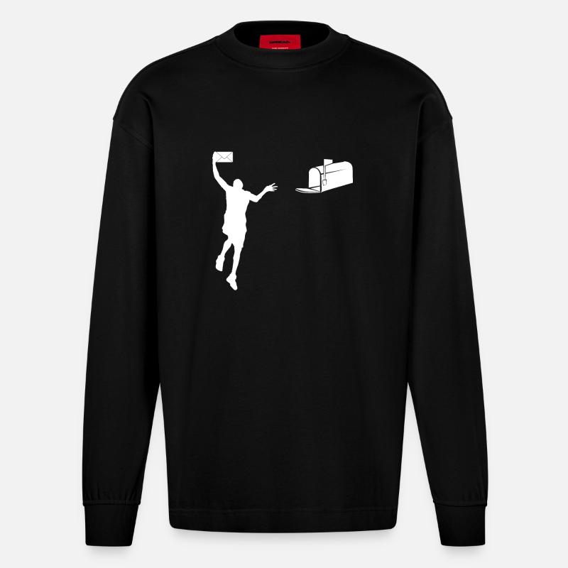 Dunking Post - Manches longues bio épais oversize fabriqué en UE - SOLID BLACK