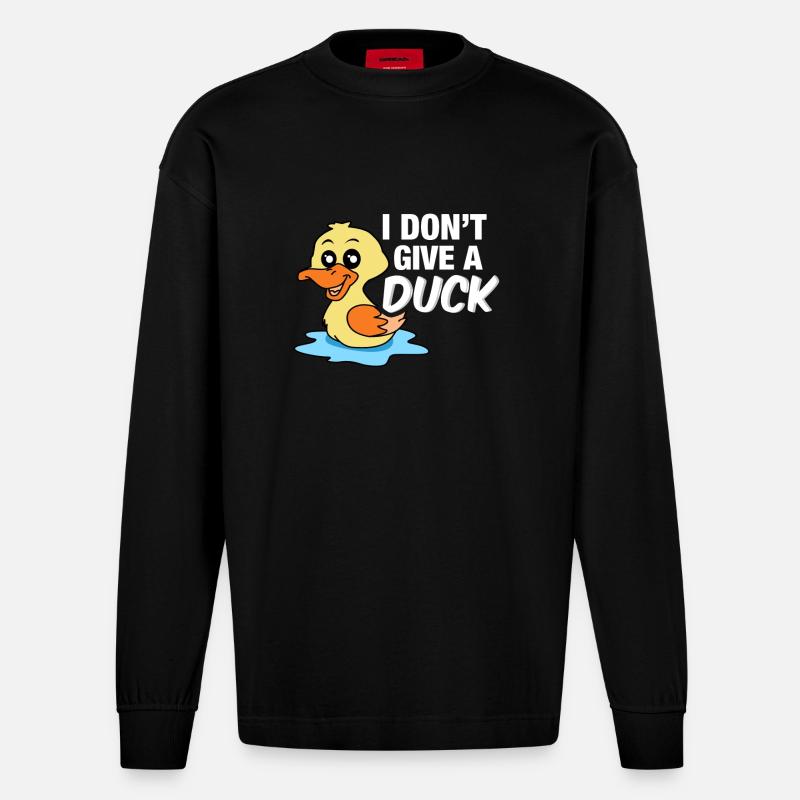 Canard drôle - Manches longues bio épais oversize fabriqué en UE - SOLID BLACK