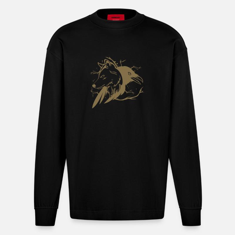 Wolf Rabe - Heavyweight Oversized Organic Langarmshirt Made in EU - SOLID BLACK