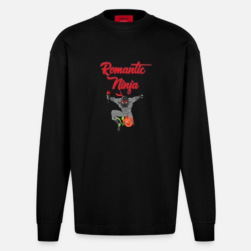 Romantic Ninja - Manches longues bio épais oversize fabriqué en UE - SOLID BLACK
