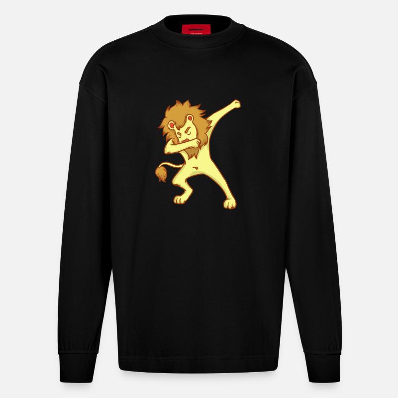 DAB Löwe - tanzen - Geschenk - Heavyweight Oversized Organic Langarmshirt Made in EU - SOLID BLACK