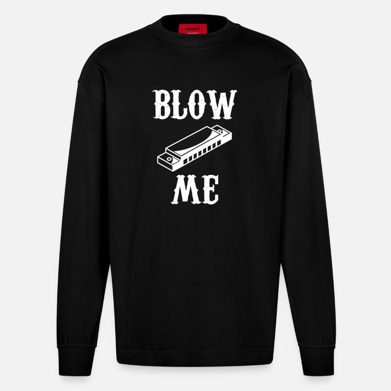 harmonica - harmonica player - harmonica - Heavyweight Oversized Organic Longsleeve Shirt Made in EU - SOLID BLACK