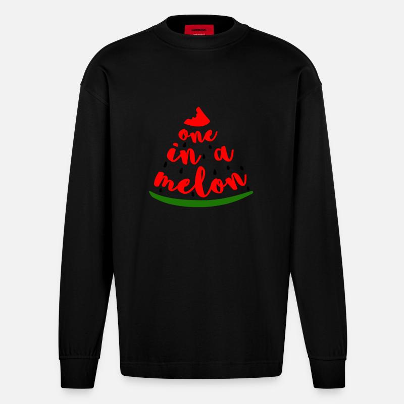 One In A Melon - Heavyweight Oversized Organic Langarmshirt Made in EU - SOLID BLACK