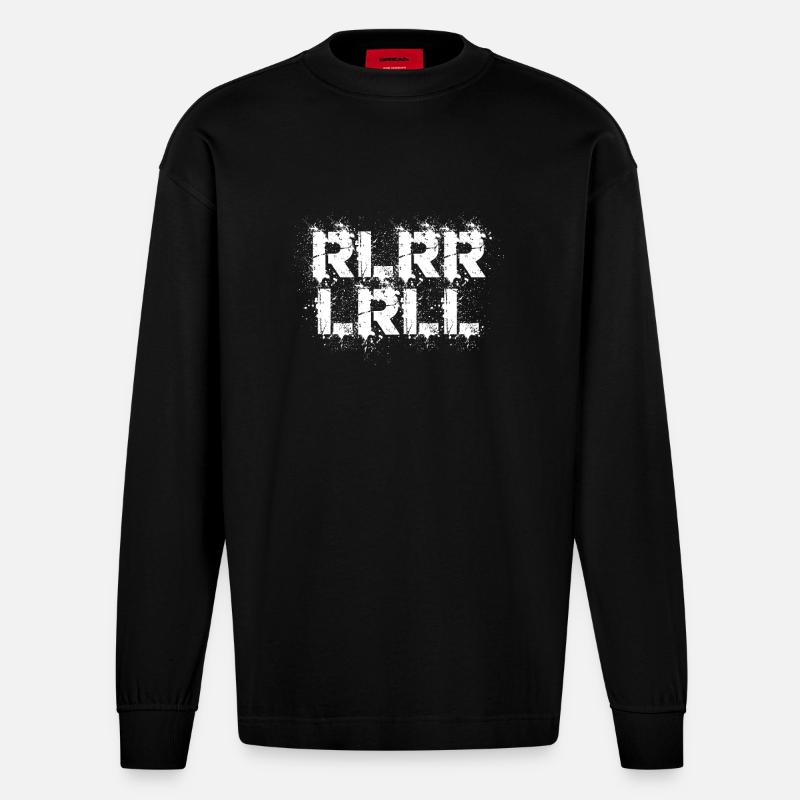 RLRRLRLL Drummer Paradiddle Batteur Snare - Manches longues bio épais oversize fabriqué en UE - SOLID BLACK