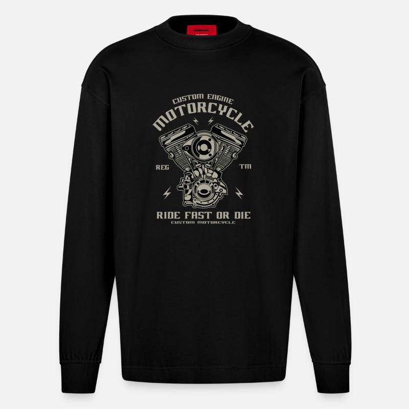 Custom Engine - Heavyweight Oversized Organic Langarmshirt Made in EU - SOLID BLACK