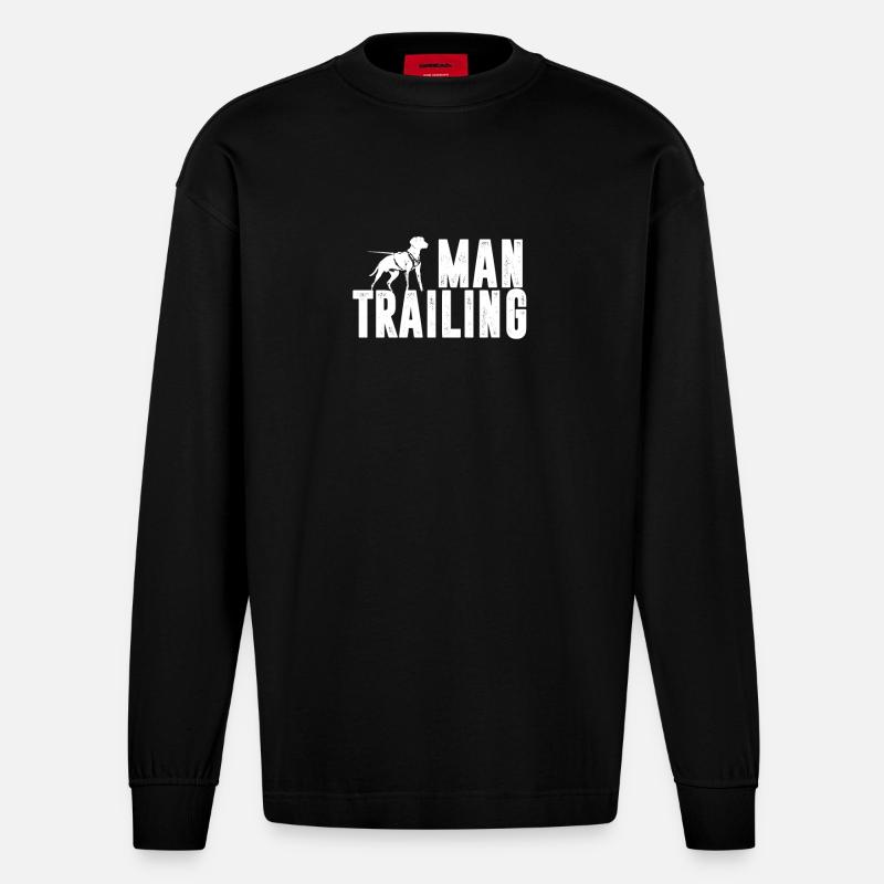 T-Shirt Mantrailing Training - Manches longues bio épais oversize fabriqué en UE - SOLID BLACK