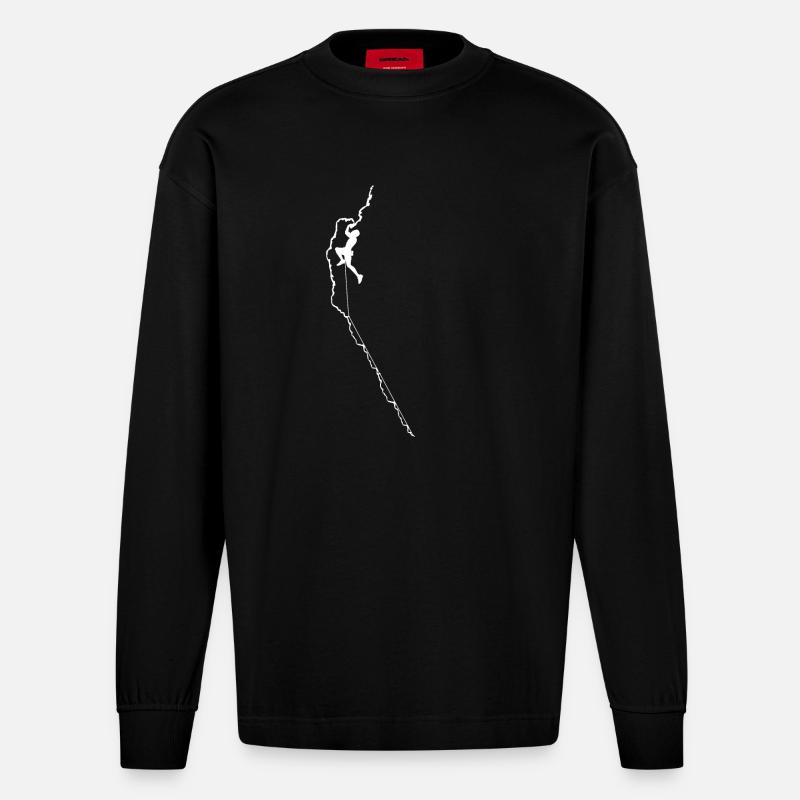 Klettern - Heavyweight Oversized Organic Langarmshirt Made in EU - SOLID BLACK