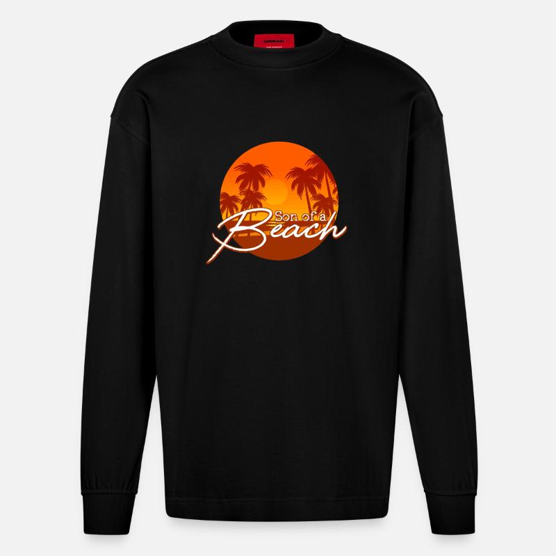 Fils d'une plage - Manches longues bio épais oversize fabriqué en UE - SOLID BLACK