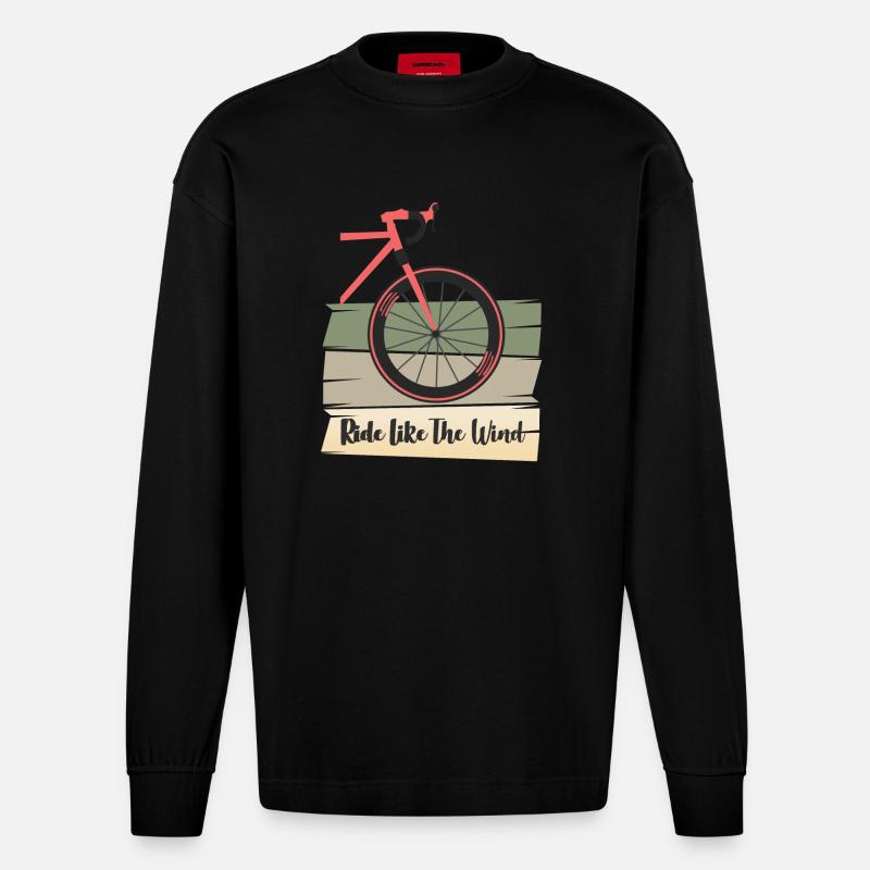 Fahrrad Spruch Geschenkidee - Heavyweight Oversized Organic Langarmshirt Made in EU - SOLID BLACK
