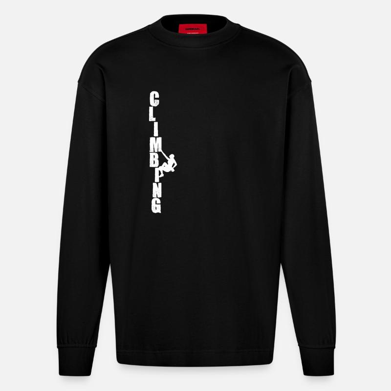 Klettern - Heavyweight Oversized Organic Langarmshirt Made in EU - SOLID BLACK