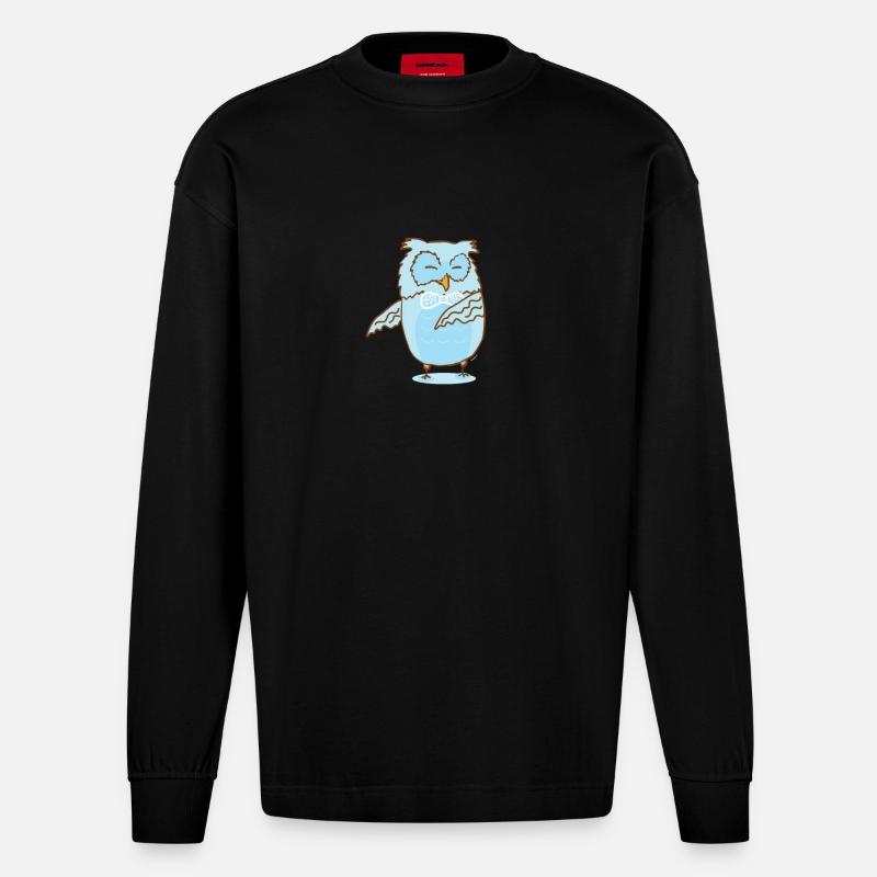 Floss Dance Move Owl - Manches longues bio épais oversize fabriqué en UE - SOLID BLACK