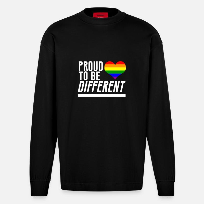 Fier d'être différent - Manches longues bio épais oversize fabriqué en UE - SOLID BLACK