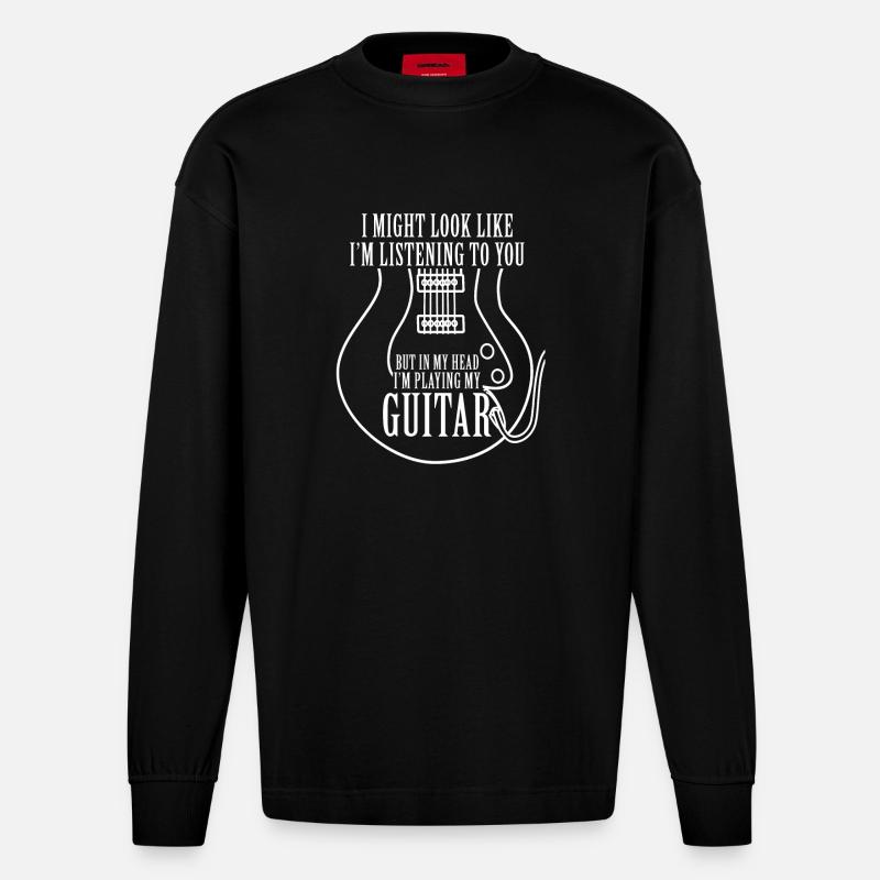 guitare - Manches longues bio épais oversize fabriqué en UE - SOLID BLACK