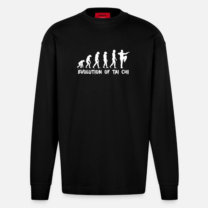 Evolution von Tai Chi - Heavyweight Oversized Organic Langarmshirt Made in EU - SOLID BLACK