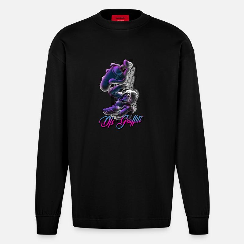 Dfs Graffiti - Heavyweight Oversized Organic Langarmshirt Made in EU - SOLID BLACK